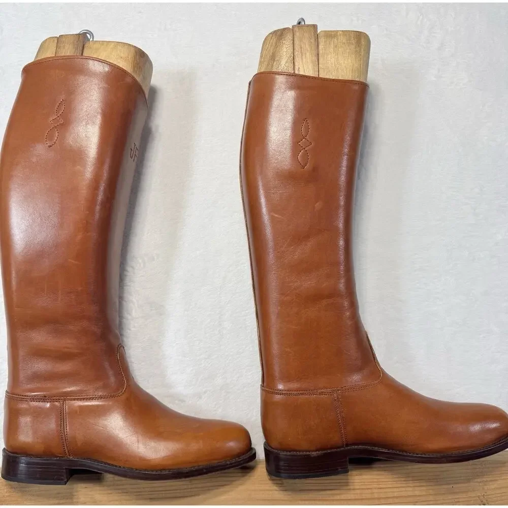 Vogel Bespoke Riding Boots Sz 41 Tan Leather 3-Pc Wood Trees Ultra Luxe